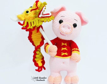 PATTERN-Prosperity Pig And Dragon Dance-Crochet Pattern, pdf