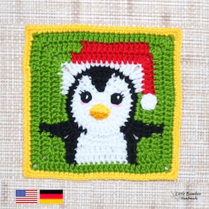 PATRÓN - Cuadrado de la abuela pingüino - Patrón de crochet, pdf