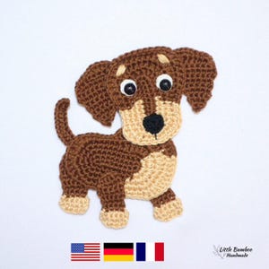 PATTERN-Dachshund Applique-Crochet Pattern, pdf