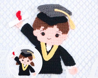 PATRÓN - Patrón de apliques de ganchillo para niño y niña graduados, pdf