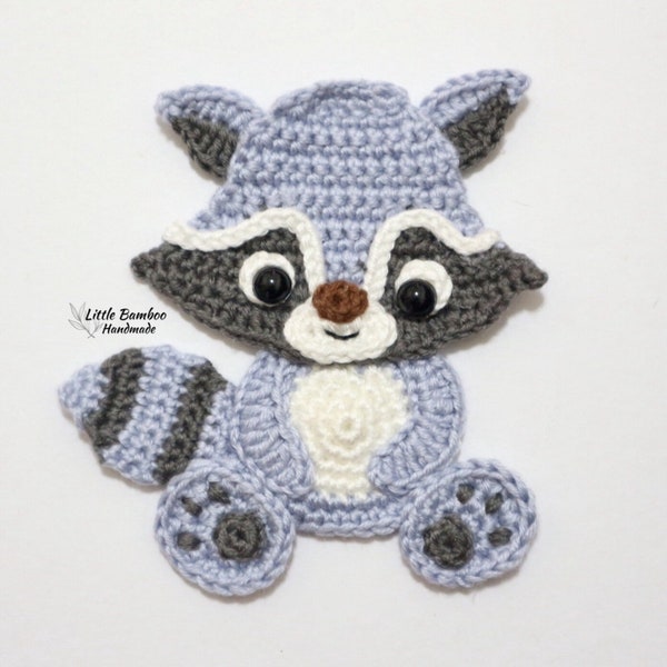 PATTERN- Raccoon Applique-Crochet Pattern, pdf