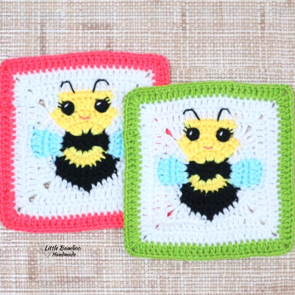 PATTERN-Bee Granny Square-Crochet Pattern, pdf
