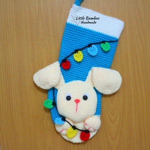 PATTERN - Bunny Christmas Stocking - Crochet Pattern, pdf