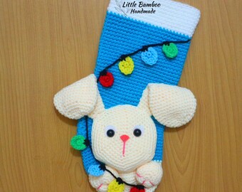 PATTERN - Bunny Christmas Stocking - Crochet Pattern, pdf
