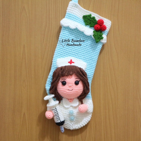 PATTERN - Nurse Christmas Stocking - Crochet Pattern, pdf