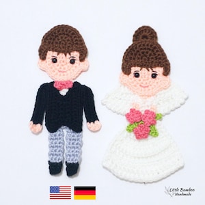 PATTERN-Bride and Groom Appliques  -Crochet Pattern, pdf