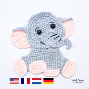 PATTERN- Elephant Applique-Crochet Pattern, pdf