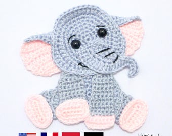 PATTERN- Elephant Applique-Crochet Pattern, pdf