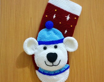 PATTERN - Polar Bear Christmas Stocking - Crochet Pattern, pdf