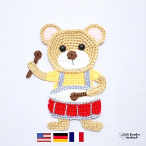 MODELLO - Applicazione orso che suona il tamburo - Schema all'uncinetto, pdf