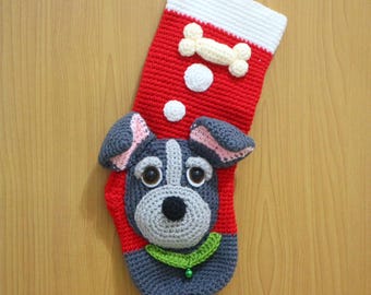PATTERN-My Cute Dog Christmas Stocking-Crochet Pattern, pdf