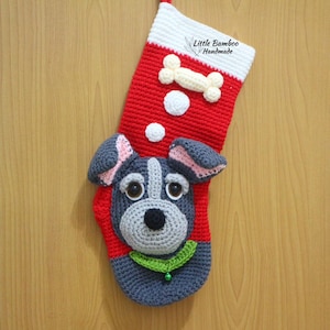 PATTERN-My Cute Dog Christmas Stocking-Crochet Pattern, pdf