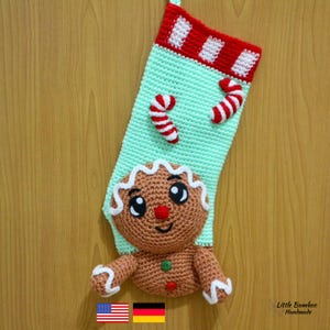 PATTERN - Gingerbread Man Christmas Stocking - Crochet Pattern, pdf