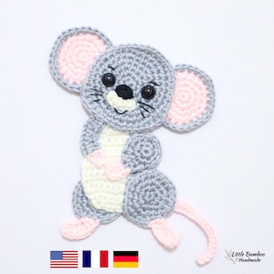 PATTERN-Mouse Applique-Crochet Pattern, pdf