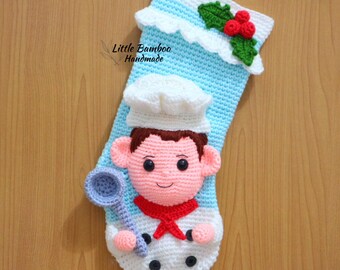 PATTERN - Chef Christmas Stocking - Crochet Pattern, pdf