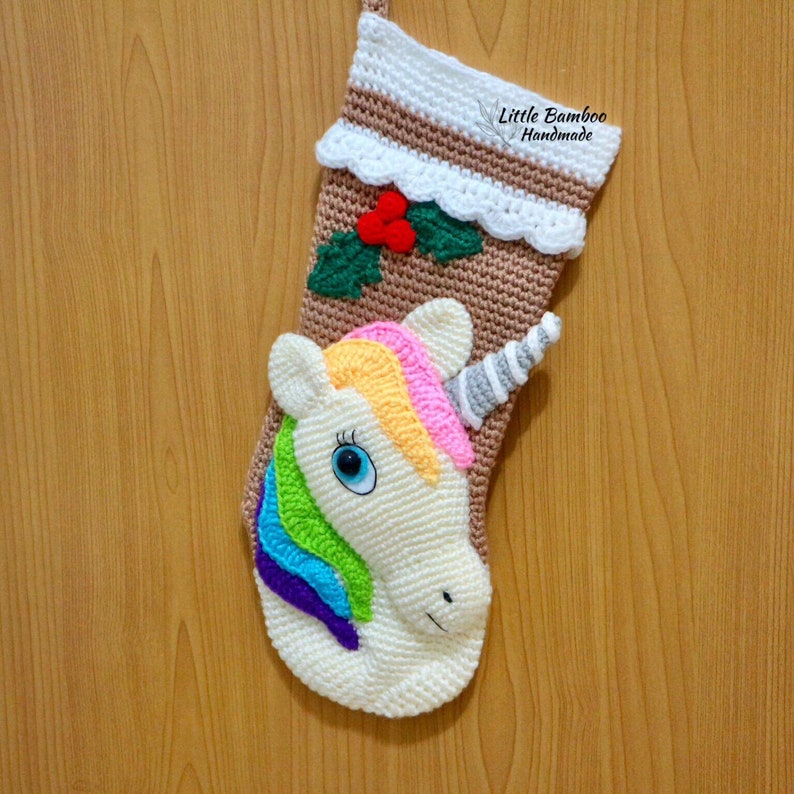 PATTERN-Unicorn Christmas Stocking-Crochet Pattern, pdf image 3