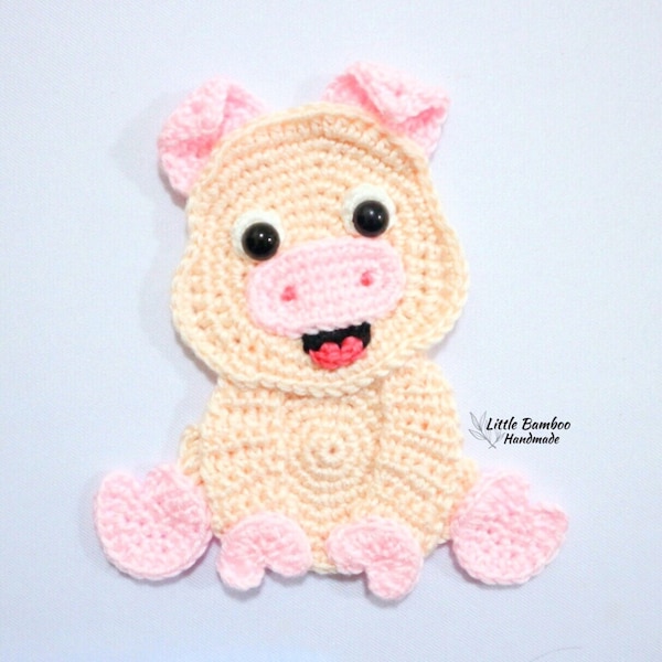 PATTERN- Pig Applique-Crochet Pattern, pdf