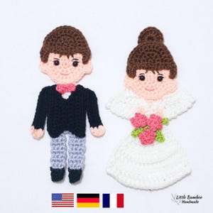 PATTERN-Bride and Groom Appliques  -Crochet Pattern, pdf