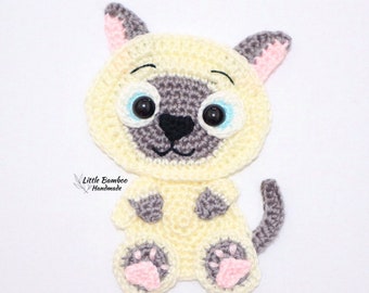 PATTERN- Siamese Cat Applique-Crochet Pattern, pdf