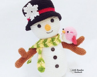 PATTERN - Snowman And Bird - Crochet Pattern, pdf