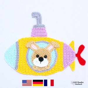 PATTERN- Rabbit In Submarine Applique-Crochet Pattern, pdf