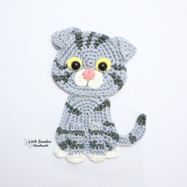 PATTERN- Scottish Fold Cat Applique -Crochet Pattern, pdf