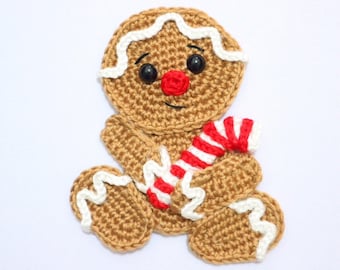 PATTERN- Gingerbread Man Applique-Crochet Pattern, pdf