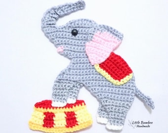 Circus Elephant Applique Crochet Pattern (PDF)
