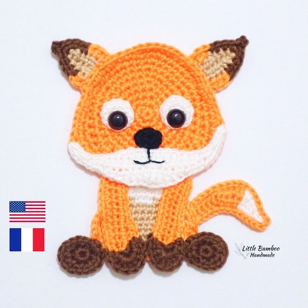 PATTERN-Fox Applique -Crochet Pattern, pdf