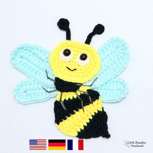 PATTERN- Bee Applique-Crochet Pattern, pdf