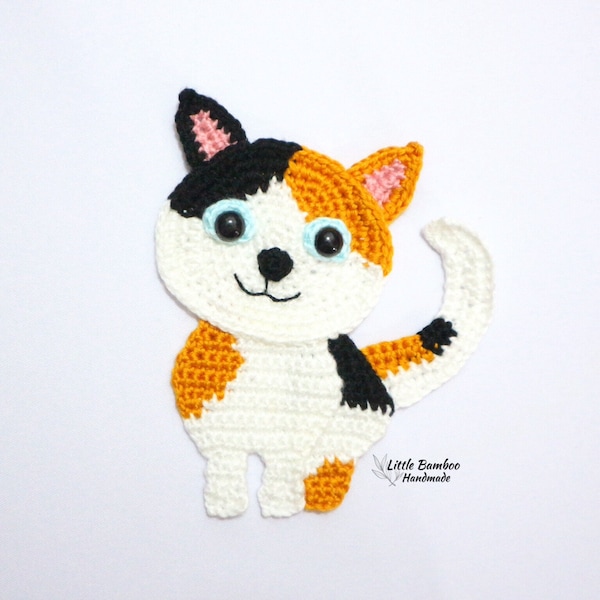 PATTERN- Japanese Bobtail Cat Applique-Crochet Pattern, pdf