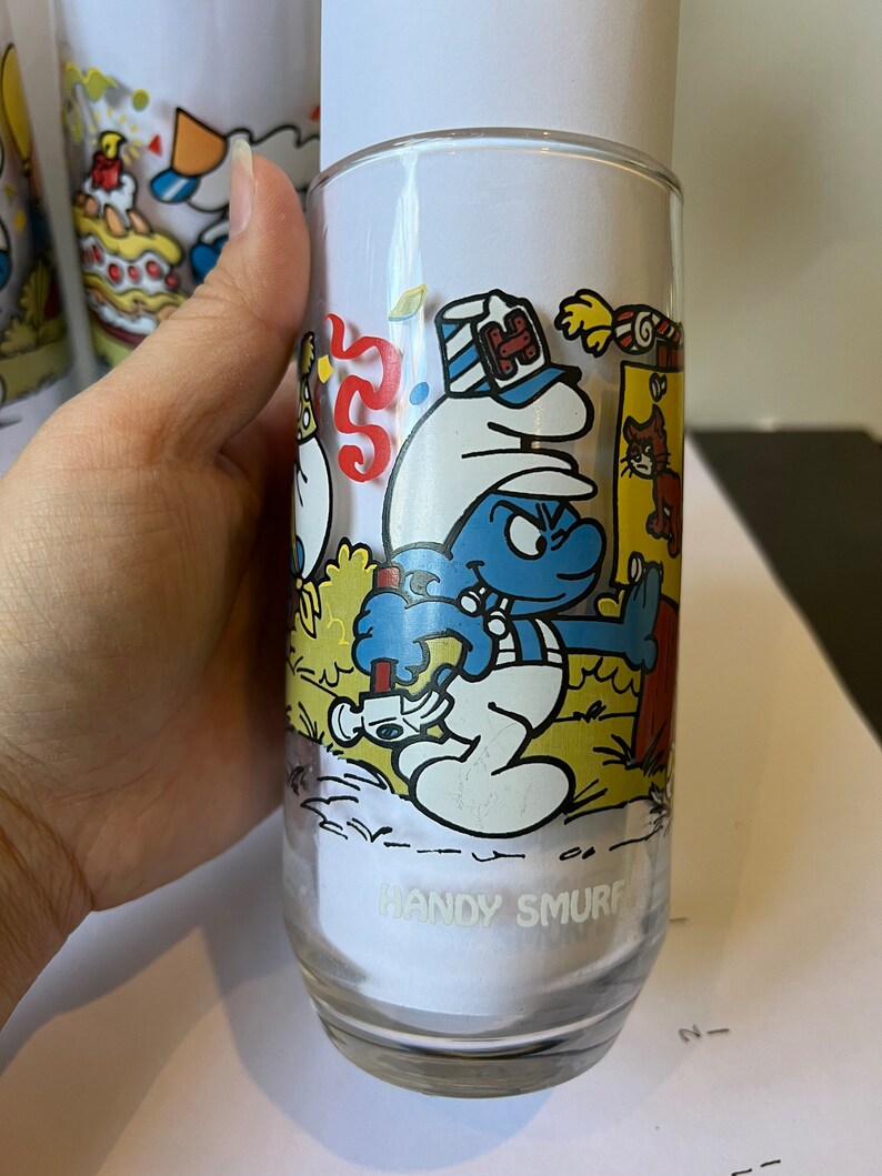 Vintage Collectors Smurf Glasses Etsy