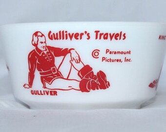 Gulliver's Travels Milk Glass Cereal Bowl