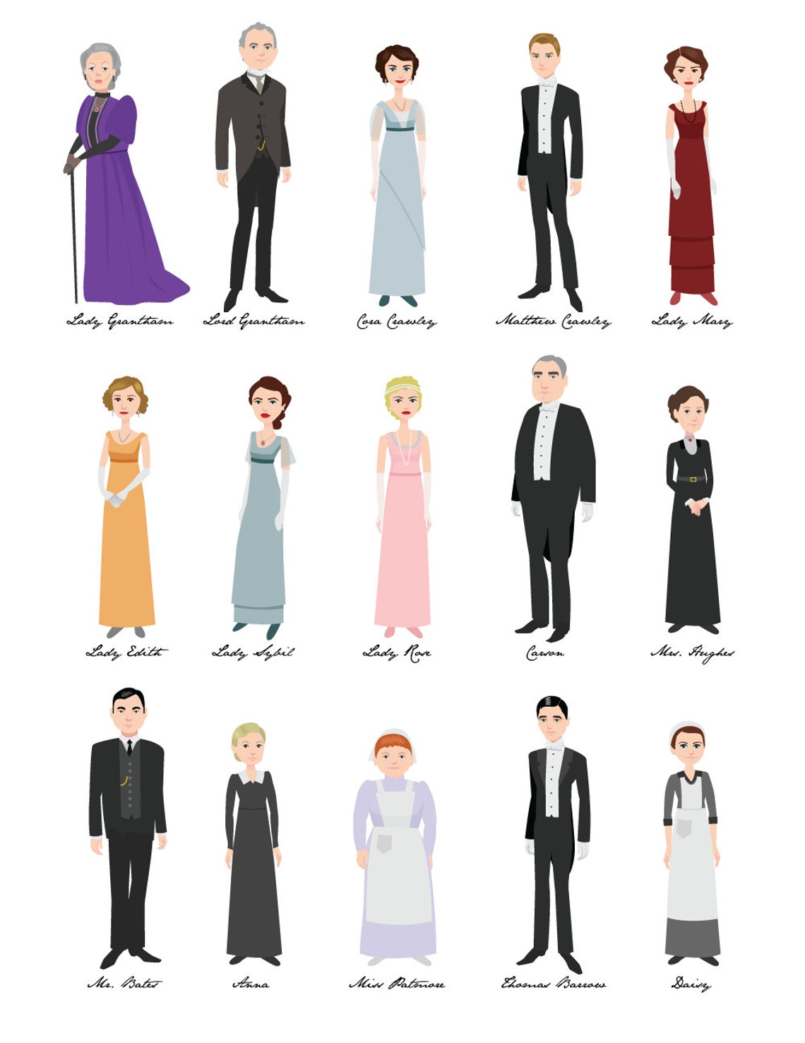 15 Downton Abbey Characters | Etsy