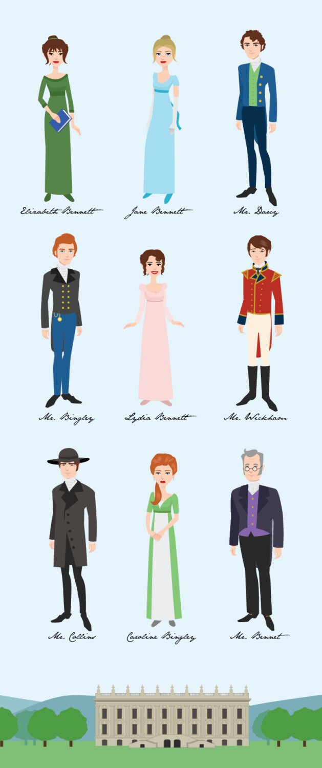 9 Pride Prejudice Characters Etsy