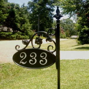 Reflective Park Ave Address Yard Sign on 32", 48" or 58" Post