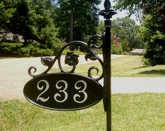 Reflective Park Ave Address Yard Sign on 32", 48" or 58" Post