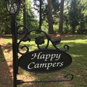 Happy Camper Sign with Flag Holder and Solar Light - 48&quot;