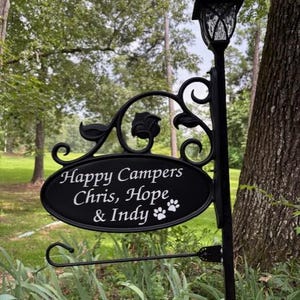 Camp/RV Sign with Flag Holder and Solar Light - 48&quot;