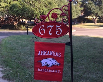 Park Ave. Address Yard Sign 60" with Arkansas Falg