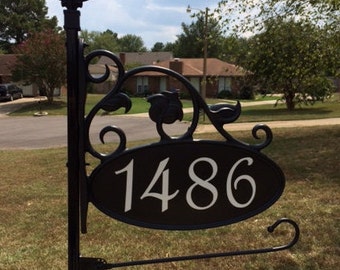 Park Ave Address Yard Sign 58" with Flag Holder and Reflective Numbers