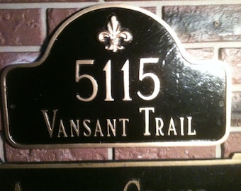 Address Wall Plaque with Fleur De Lis