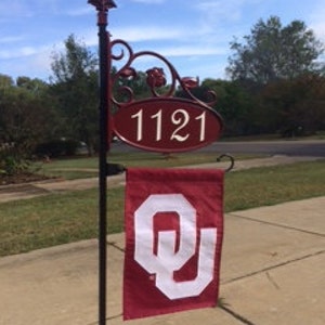 Park Ave. Address Yard Sign -58&quot; -with Oklahoma Flag
