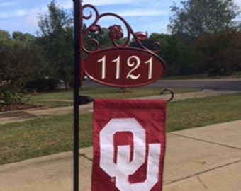 Park Ave. Address Yard Sign -58&quot; -with Oklahoma Flag