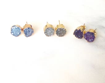 Fae Gold Plated Druse Earrings