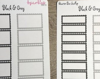 Black & Grey Scallop Boxes || Planner Stickers and Accessories 4 Erin Condren Travelers Notebooks Bujo Journals Crafts Projects