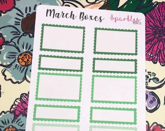 March Scallop Boxes ||  || Planner Stickers & Accessories 4 Erin Condren Travelers Notebooks Bujo Journals Crafts Projects