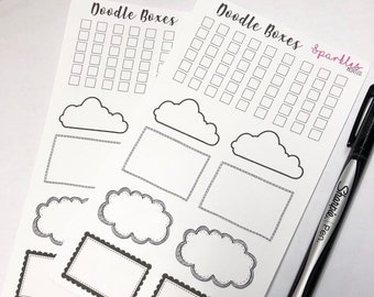 Doodle Box Stickers ||  || Planner Stickers & Accessories 4 Erin Condren Travelers Notebooks Bujo Journals Crafts Projects