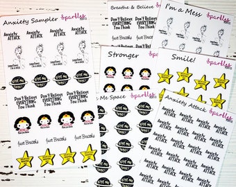 Anxiety Stickers || Planner Stickers & Accessories 4 Erin Condren Travelers Notebooks Bujo Journals Crafts Projects