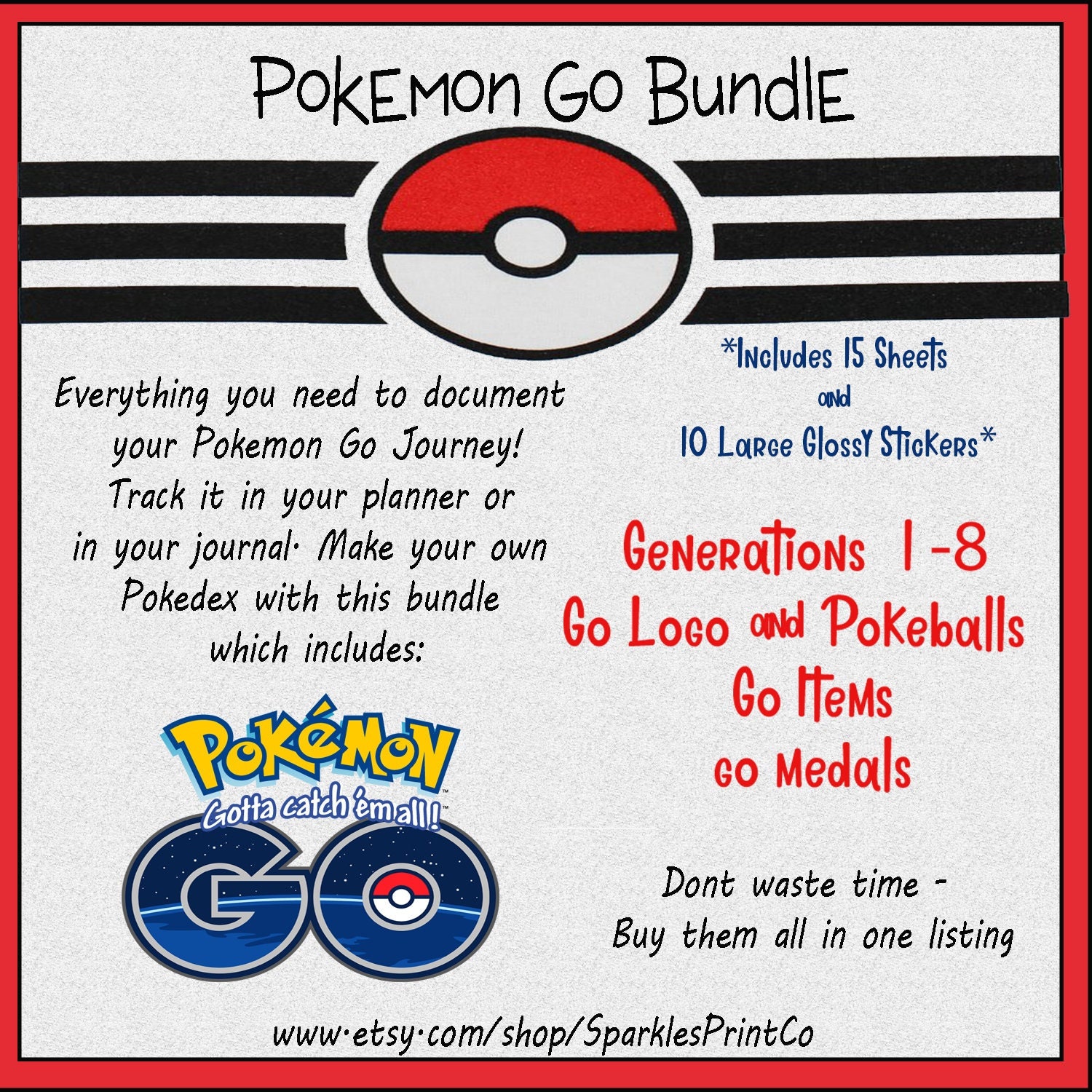 Pokemon Go Bundle on Vinyl Planner Stickers & Accessories 4 Erin Condren  Travelers Notebooks Bujo Journals Crafts Projects 